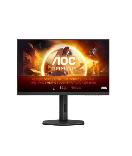 AOC 24G4XE 23.8 inch monitor, FHD, 180Hz, 0.5ms, IPS, 2xHDMI, DisplayPort, Tilt, Speakers