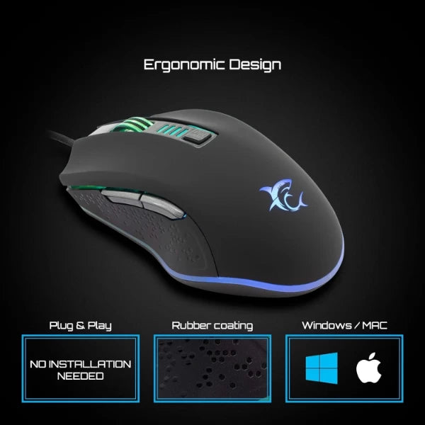 Mouse White Shark GAMING  GM-5002 OCTAVIUS – 6,400 DPI (RGB)